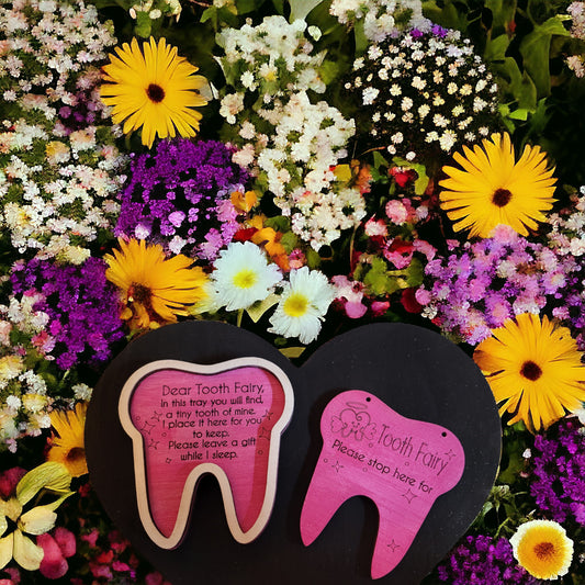 Girls Tooth Fairy Tray with Door Sign