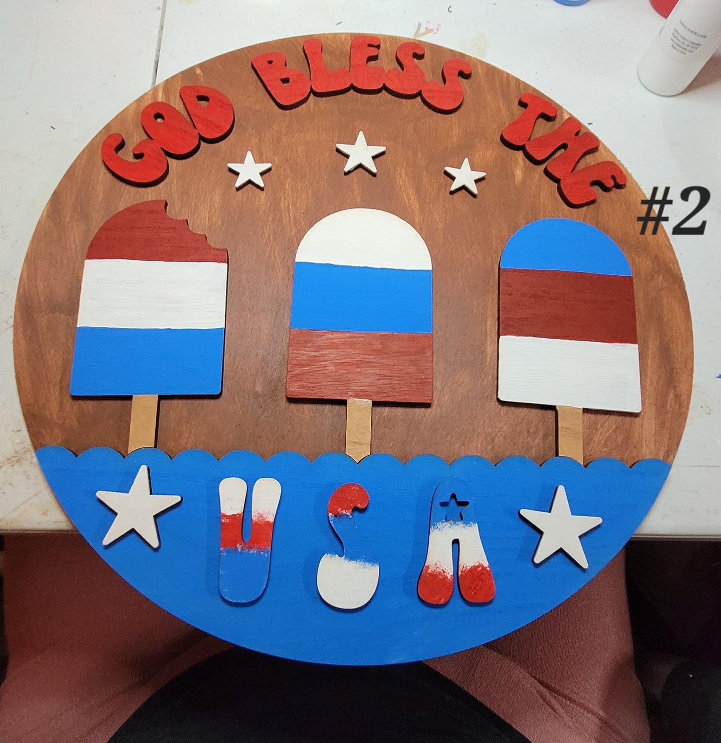 God Bless the USA Round Sign